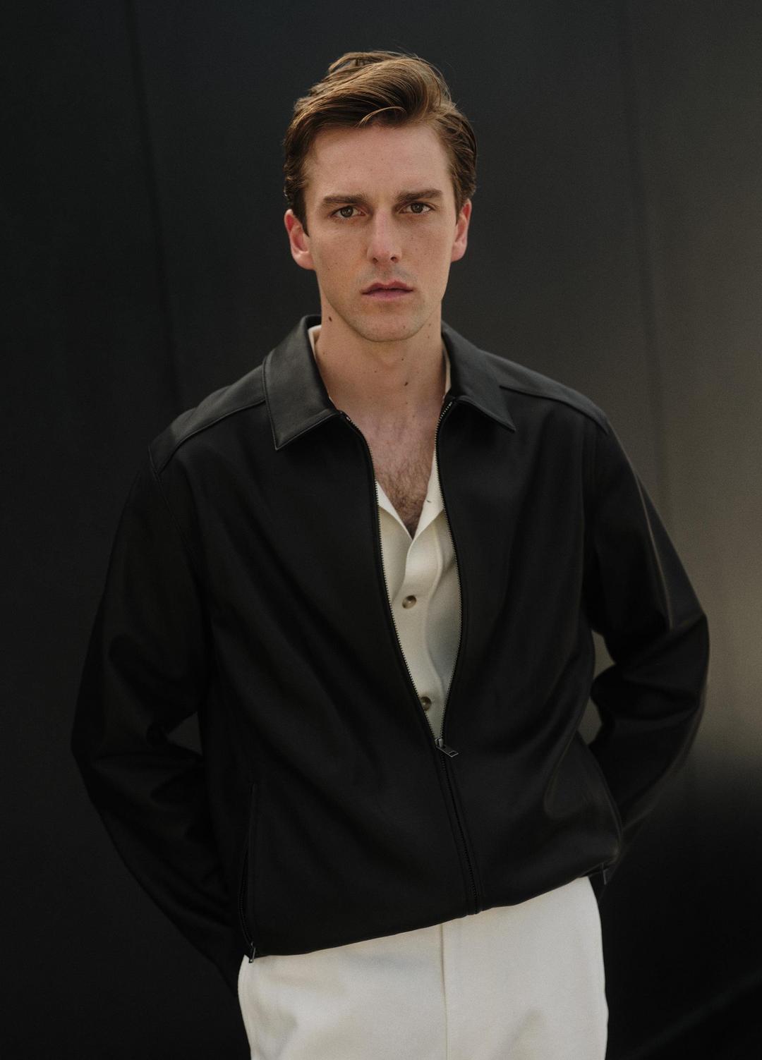 Leather Zip-Up Jacket in Leather Jackets | VINCE Men