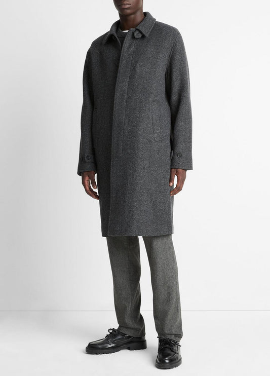 Italian Wool-Blend Balmacaan Coat in Coats | VINCE Men