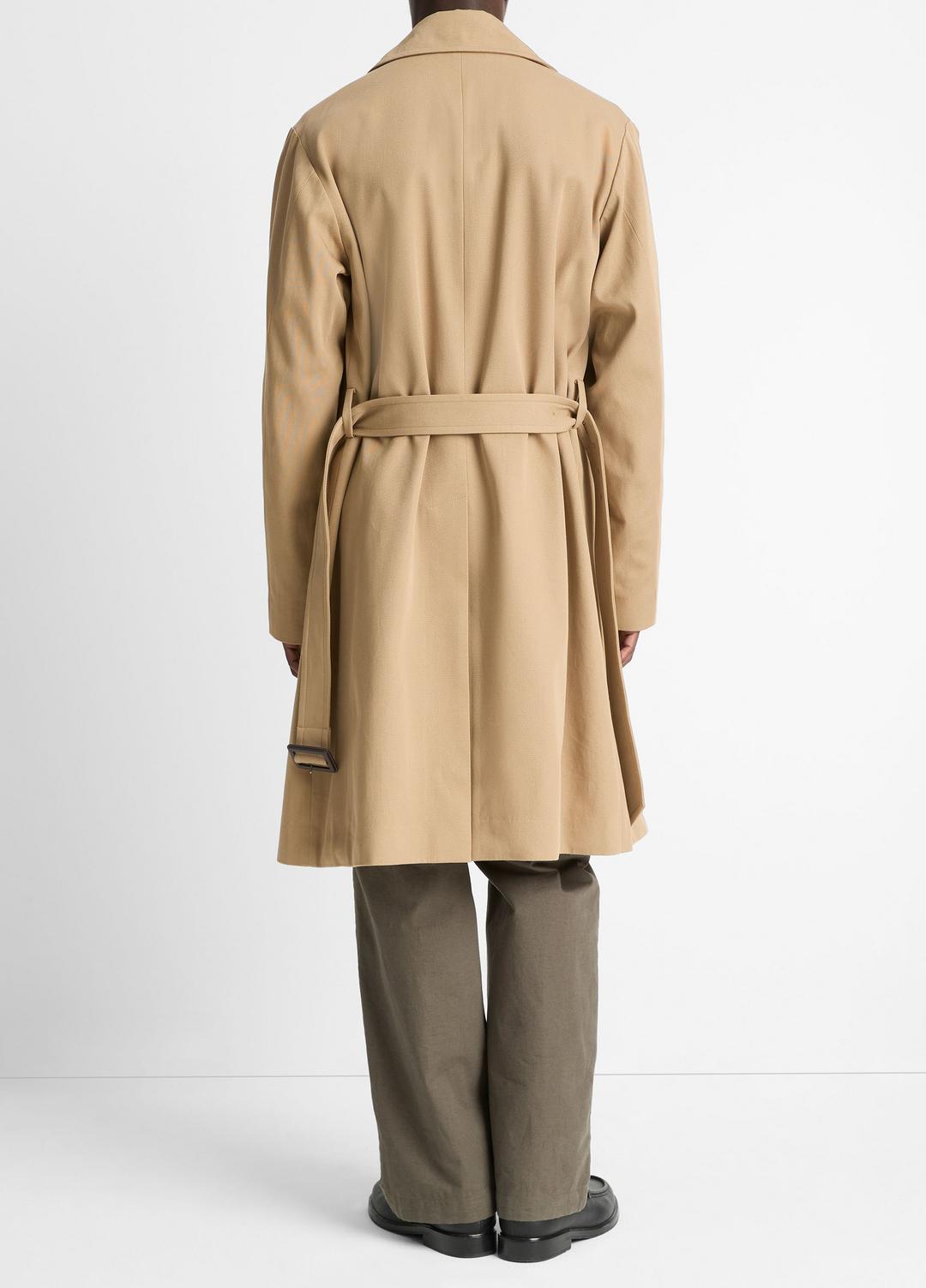 Italian Cotton Double-Breasted Trench Coat in Coats | VINCE Men