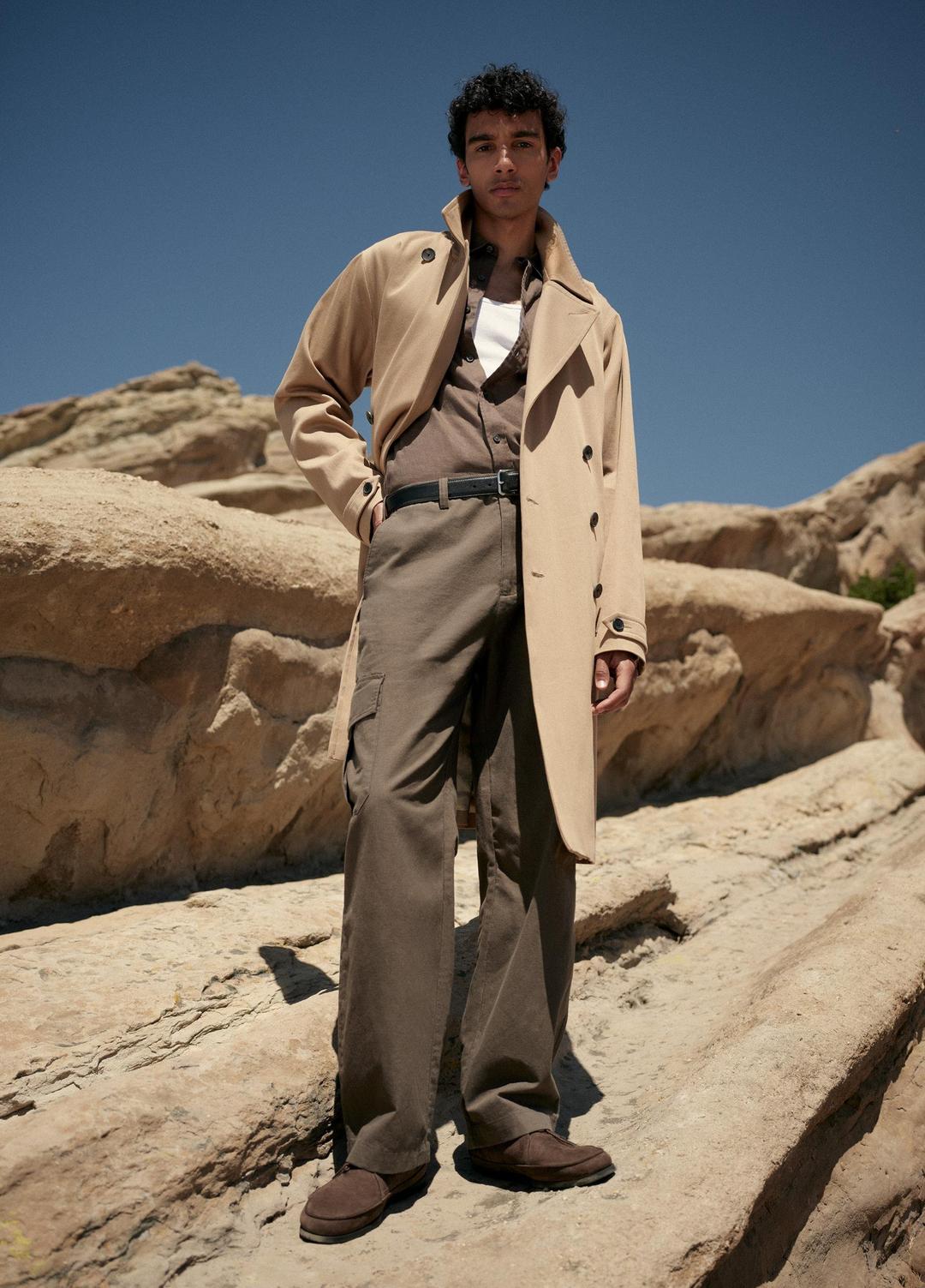 Italian Cotton Double-Breasted Trench Coat in Coats | VINCE Men