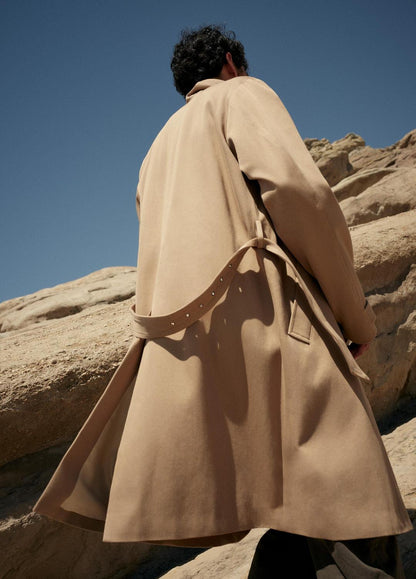 Italian Cotton Double-Breasted Trench Coat in Coats | VINCE Men