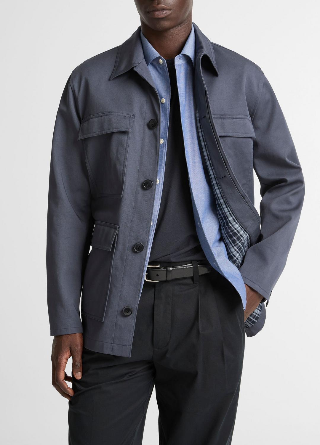 Brushed Cotton Twill Chore Coat in Coats | VINCE Men