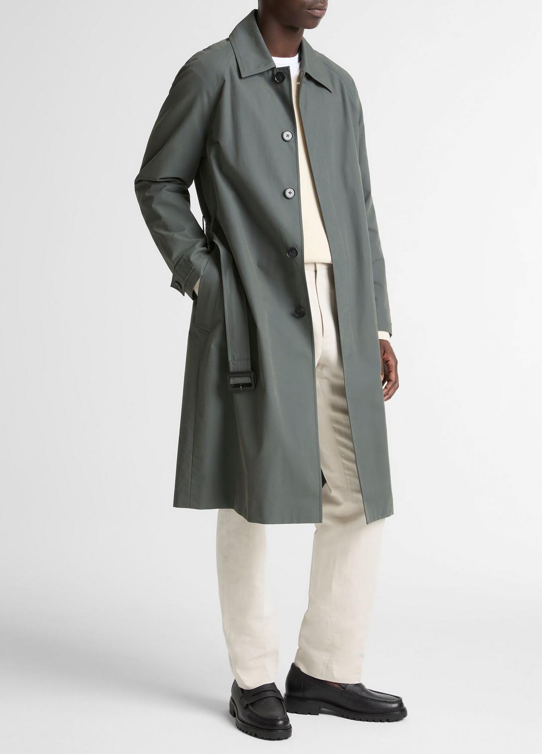Cotton-Blend Single-Breasted Trench Coat in Coats | VINCE Men