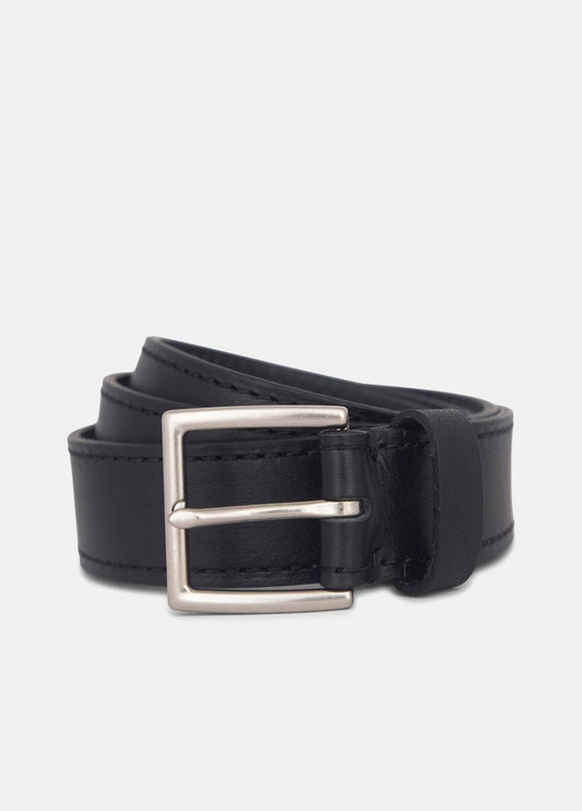 Men's 35mm Stitched Leather Belt in Belts | VINCE Men