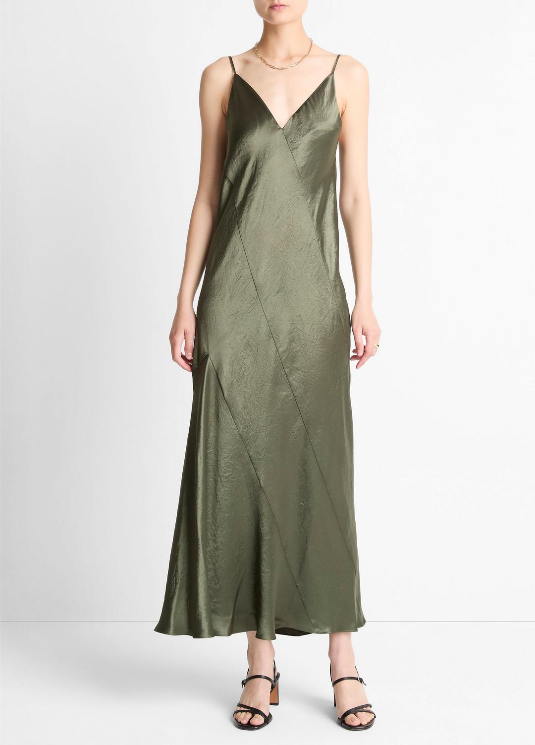 Paneled Satin Bias Slip Dress in Dresses & Skirts | VINCE Sale