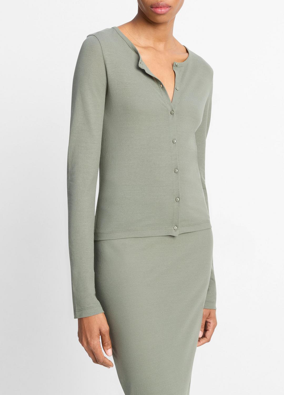 Cotton Crepe Jersey Cardigan in Shirts & Tees | VINCE Sale