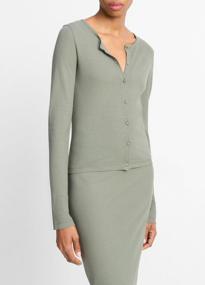 Cotton Crepe Jersey Cardigan in Shirts & Tees | VINCE Sale