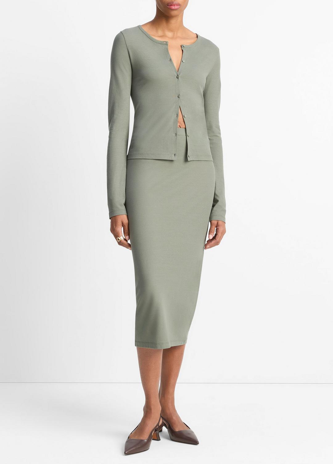 Cotton Crepe Jersey Cardigan in Shirts & Tees | VINCE Sale