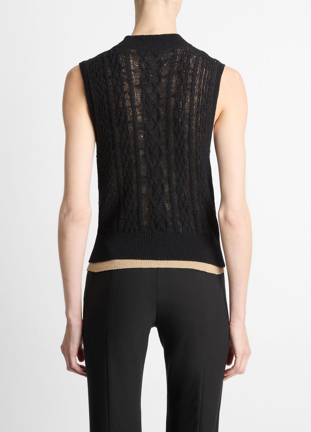 Cable Cotton-Blend Double-Layer Shell in Sweaters | VINCE Sale