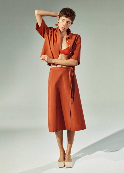 Cotton Short-Sleeve Cropped Shirt in Shirts & Tees | VINCE Sale