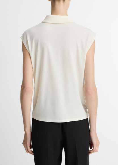 Matte Jersey Cap-Sleeve Polo Top in Shirts & Tees | VINCE Sale