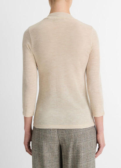 Wool Three-Quarter-Sleeve Mock-Neck Top in Shirts & Tees | VINCE Sale
