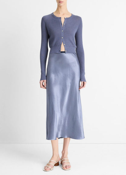 Contrast-Waistband Satin Bias Skirt in Dresses & Skirts | VINCE Sale