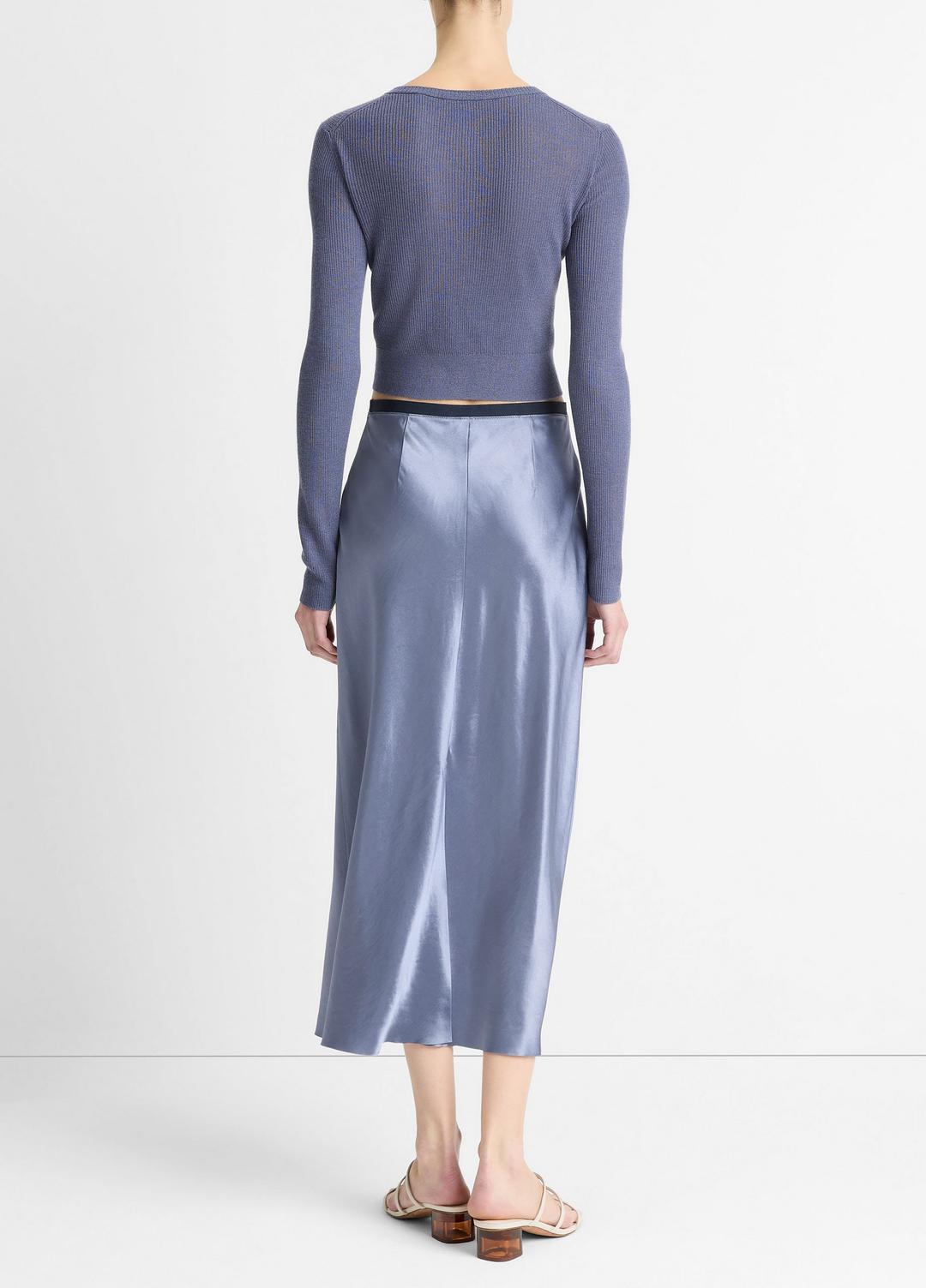Contrast-Waistband Satin Bias Skirt in Dresses & Skirts | VINCE Sale