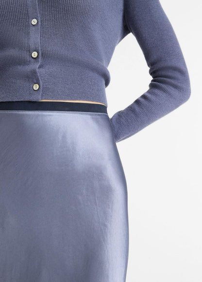 Contrast-Waistband Satin Bias Skirt in Dresses & Skirts | VINCE Sale