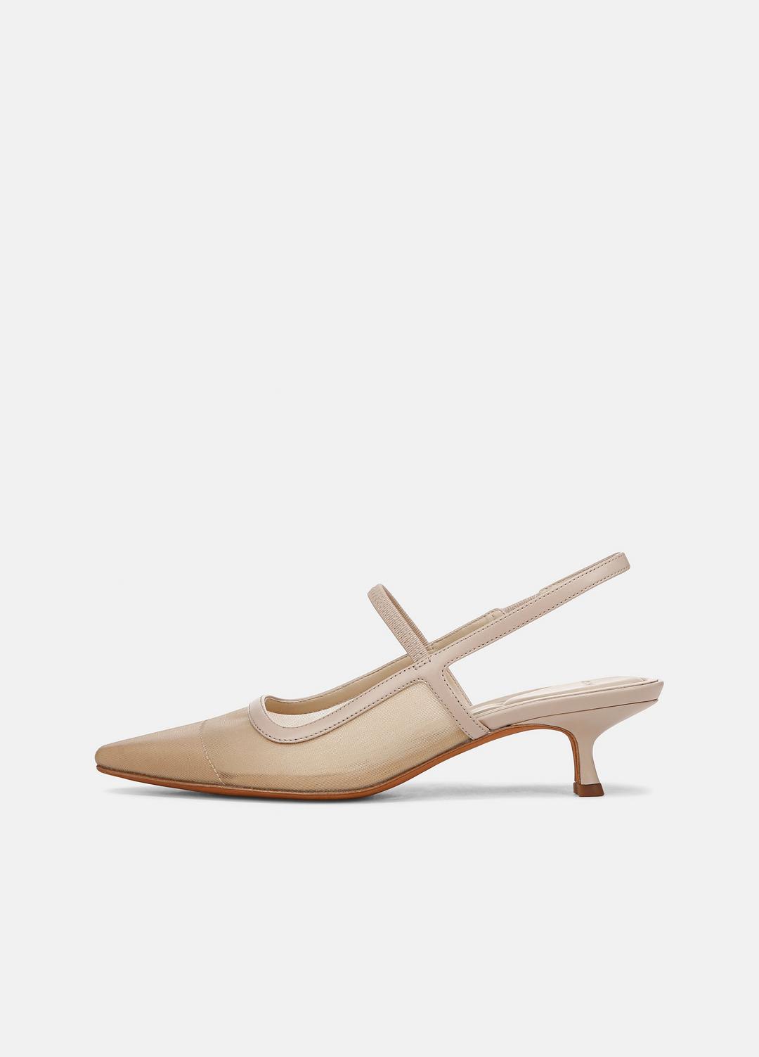 Venice Leather and Mesh Slingback Kitten Heel in Shoes | VINCE Sale