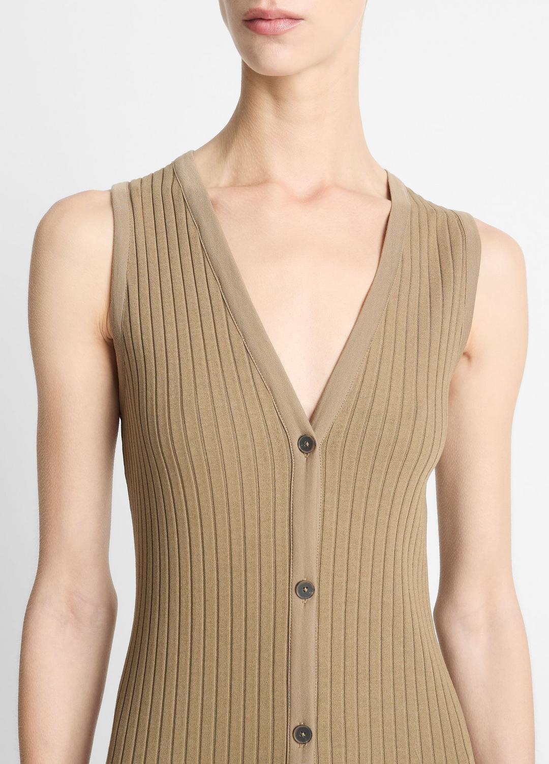 Ribbed Cotton-Blend Button-Front Dress in Dresses & Skirts | VINCE Sale