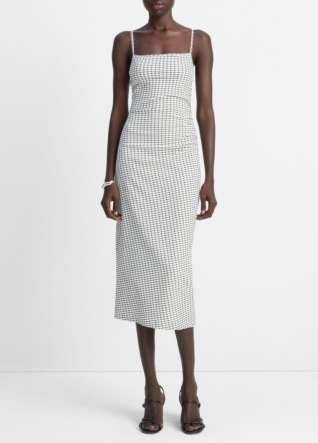 Checked Smocked Tank Dress in Dresses & Skirts | VINCE Sale
