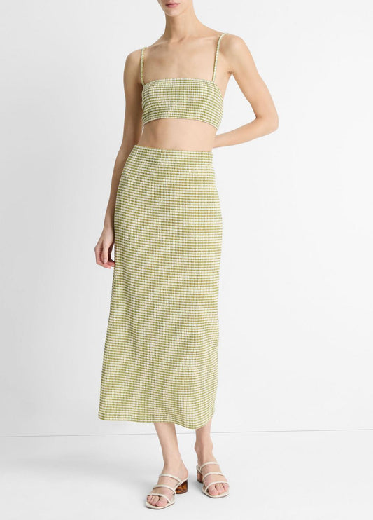 Checked Smocked Midi Skirt in Dresses & Skirts | VINCE Sale