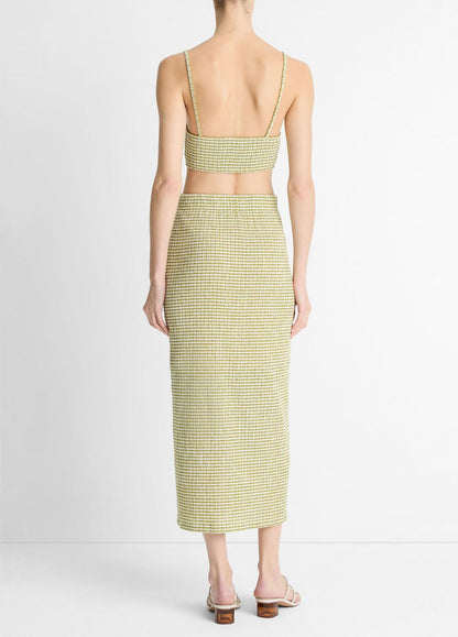 Checked Smocked Midi Skirt in Dresses & Skirts | VINCE Sale
