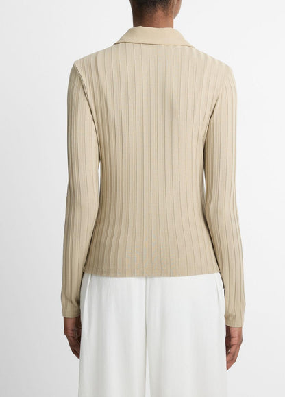 Ribbed Collared Long-Sleeve Button-Front Top in Shirts & Tees | VINCE Sale